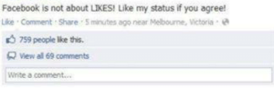 Facebook post likes
